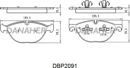 Danaher DBP2091 - Bremžu uzliku kompl., Disku bremzes adetalas.lv