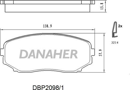 Danaher DBP2098/1 - Bremžu uzliku kompl., Disku bremzes adetalas.lv