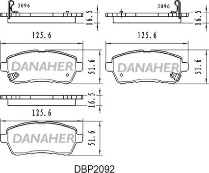 Danaher DBP2092 - Bremžu uzliku kompl., Disku bremzes adetalas.lv