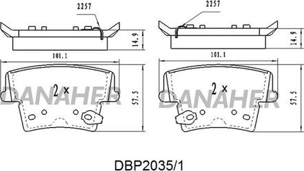 Danaher DBP2035/1 - Bremžu uzliku kompl., Disku bremzes adetalas.lv