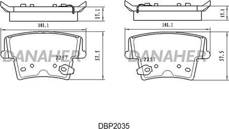 Danaher DBP2035 - Bremžu uzliku kompl., Disku bremzes adetalas.lv