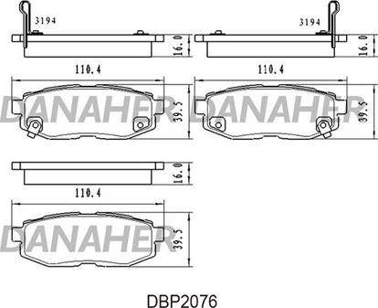 Danaher DBP2076 - Bremžu uzliku kompl., Disku bremzes adetalas.lv