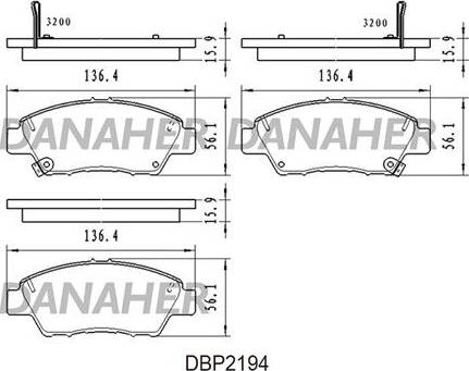 Danaher DBP2194 - Bremžu uzliku kompl., Disku bremzes adetalas.lv