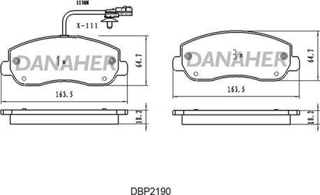 Danaher DBP2190 - Bremžu uzliku kompl., Disku bremzes adetalas.lv