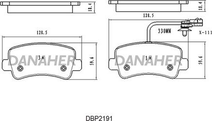 Danaher DBP2191 - Bremžu uzliku kompl., Disku bremzes adetalas.lv