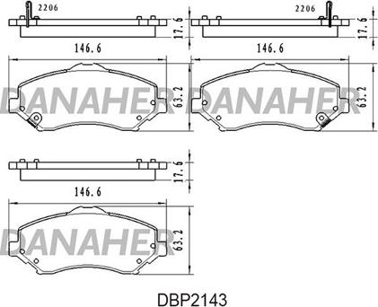 Danaher DBP2143 - Bremžu uzliku kompl., Disku bremzes adetalas.lv