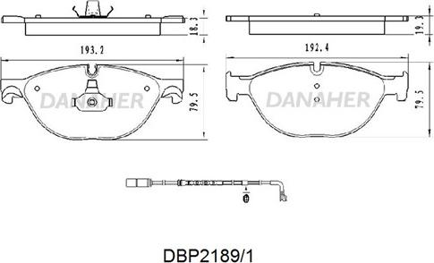 Danaher DBP2189/1 - Bremžu uzliku kompl., Disku bremzes adetalas.lv