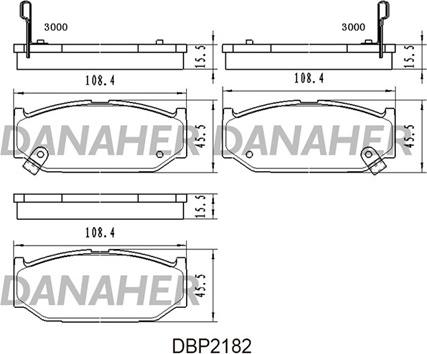 Danaher DBP2182 - Bremžu uzliku kompl., Disku bremzes adetalas.lv