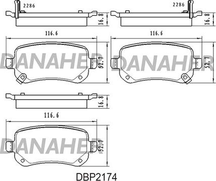 Danaher DBP2174 - Bremžu uzliku kompl., Disku bremzes adetalas.lv