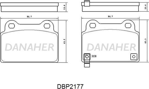 Danaher DBP2177 - Bremžu uzliku kompl., Disku bremzes adetalas.lv