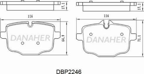 Danaher DBP2246 - Bremžu uzliku kompl., Disku bremzes adetalas.lv