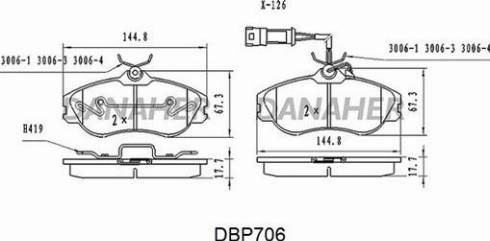 Danaher DBP706 - Bremžu uzliku kompl., Disku bremzes adetalas.lv