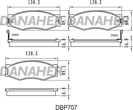 Danaher DBP707 - Bremžu uzliku kompl., Disku bremzes adetalas.lv