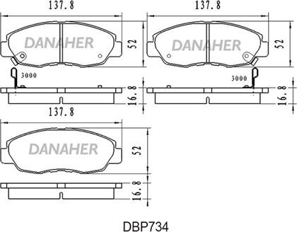 Danaher DBP734 - Bremžu uzliku kompl., Disku bremzes adetalas.lv