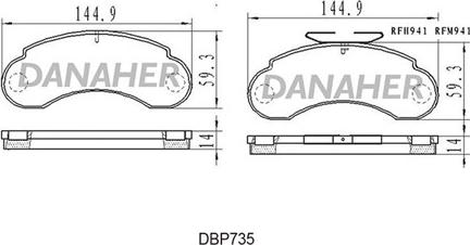 Danaher DBP735 - Bremžu uzliku kompl., Disku bremzes adetalas.lv