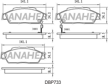 Danaher DBP733 - Bremžu uzliku kompl., Disku bremzes adetalas.lv