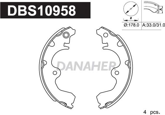 Danaher DBS10958 - Bremžu loku komplekts adetalas.lv