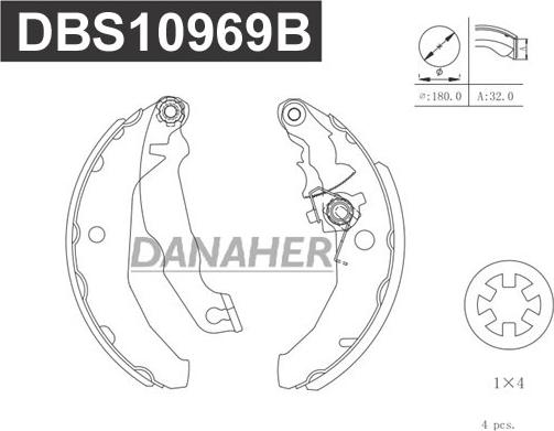 Danaher DBS10969B - Bremžu loku komplekts adetalas.lv