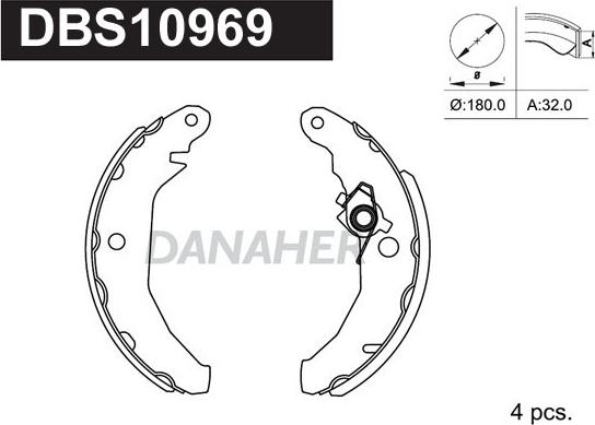 Danaher DBS10969 - Bremžu loku komplekts adetalas.lv