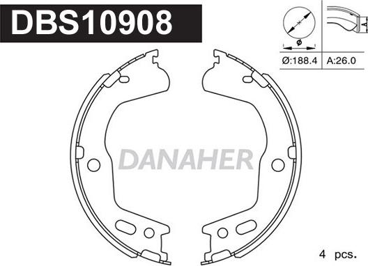 Danaher DBS10908 - Bremžu loku kompl., Stāvbremze adetalas.lv