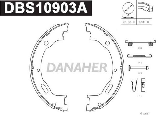 Danaher DBS10903A - Bremžu loku komplekts adetalas.lv