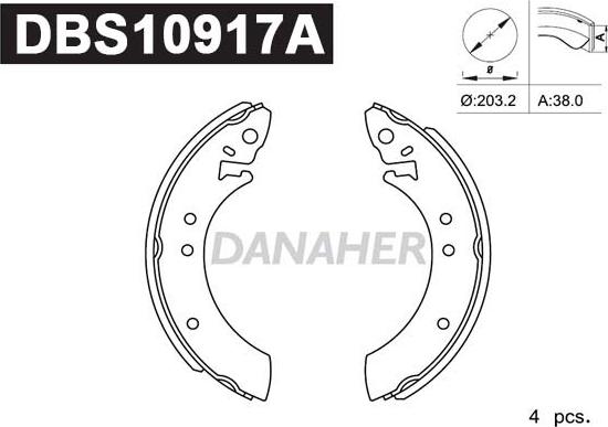 Danaher DBS10917A - Bremžu loku komplekts adetalas.lv