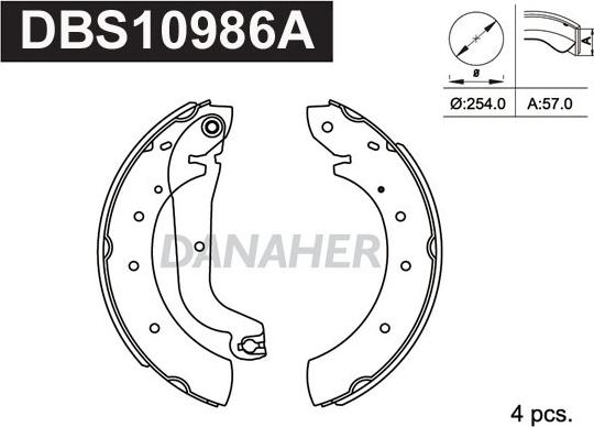 Danaher DBS10986A - Bremžu loku komplekts adetalas.lv