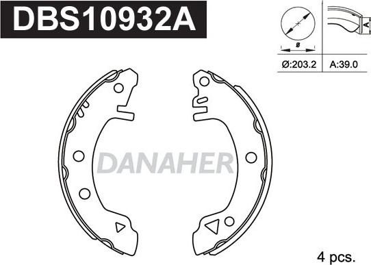 Danaher DBS10932A - Bremžu loku komplekts adetalas.lv