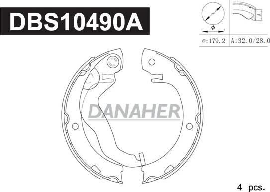 Danaher DBS10490A - Bremžu loku kompl., Stāvbremze adetalas.lv