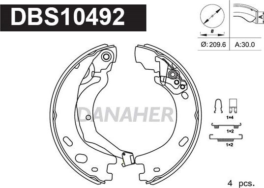 Danaher DBS10492 - Bremžu loku kompl., Stāvbremze adetalas.lv