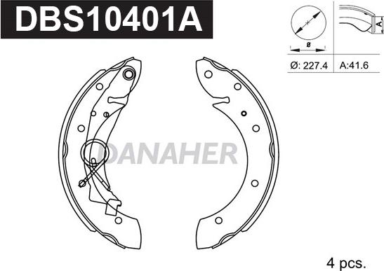 Danaher DBS10401A - Bremžu loku komplekts adetalas.lv