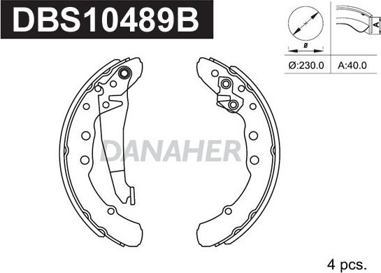 Danaher DBS10489B - Bremžu loku komplekts adetalas.lv