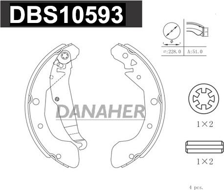 Danaher DBS10593 - Bremžu loku komplekts adetalas.lv