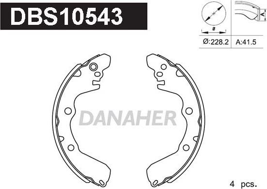 Danaher DBS10543 - Bremžu loku komplekts adetalas.lv