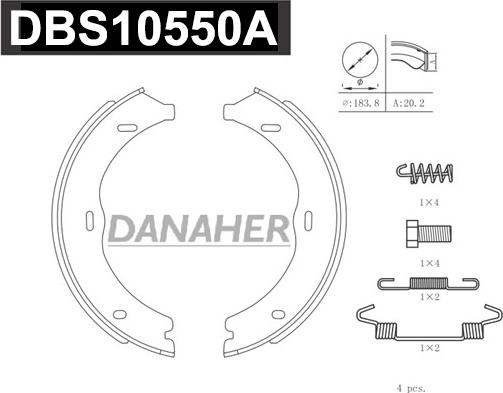 Danaher DBS10550A - Bremžu loku kompl., Stāvbremze adetalas.lv