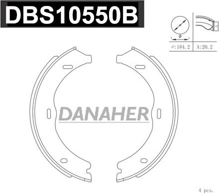 Danaher DBS10550B - Bremžu loku kompl., Stāvbremze adetalas.lv