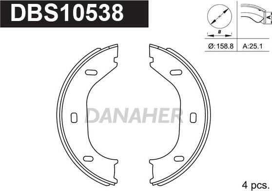 Danaher DBS10538 - Bremžu loku kompl., Stāvbremze adetalas.lv