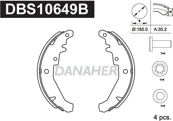 Danaher DBS10649B - Bremžu loku komplekts adetalas.lv