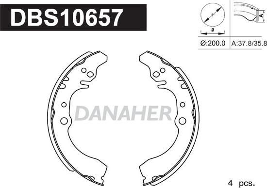 Danaher DBS10657 - Bremžu loku komplekts adetalas.lv