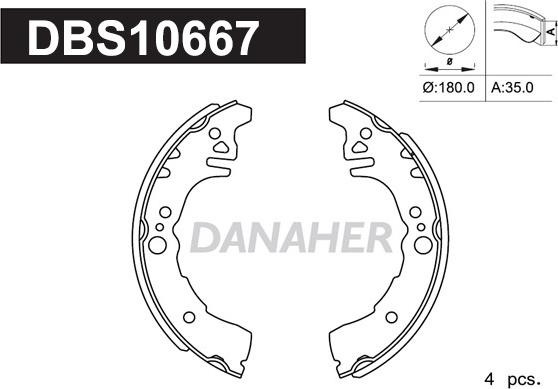 Danaher DBS10667 - Bremžu loku komplekts adetalas.lv