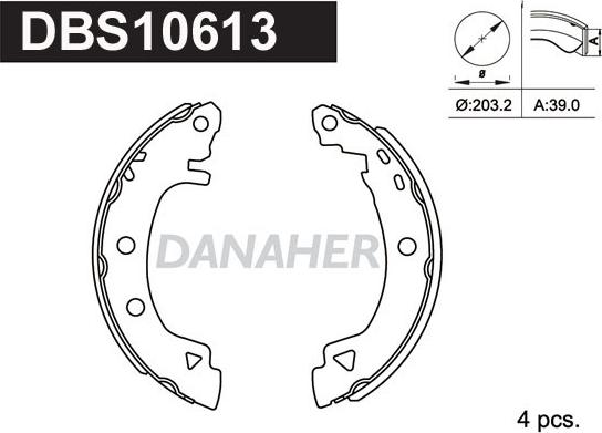 Danaher DBS10613 - Bremžu loku komplekts adetalas.lv