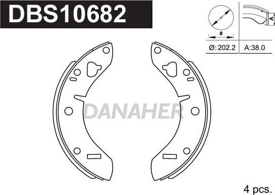 Danaher DBS10682 - Bremžu loku komplekts adetalas.lv