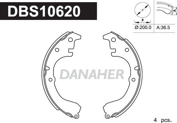 Danaher DBS10620 - Bremžu loku komplekts adetalas.lv