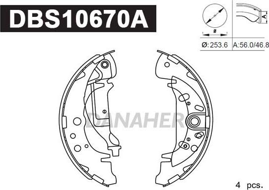 Danaher DBS10670A - Bremžu loku komplekts adetalas.lv