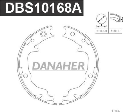 Danaher DBS10168A - Bremžu loku kompl., Stāvbremze adetalas.lv