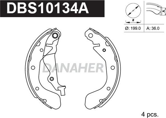 Danaher DBS10134A - Bremžu loku komplekts adetalas.lv