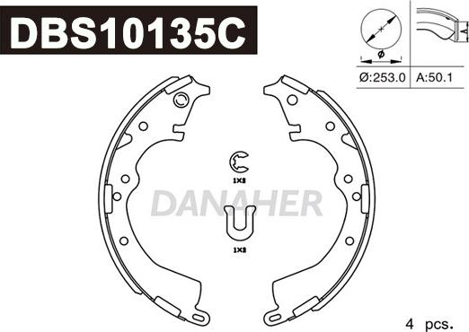 Danaher DBS10135C - Bremžu loku komplekts adetalas.lv