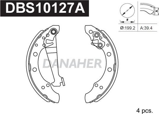 Danaher DBS10127A - Bremžu loku komplekts adetalas.lv