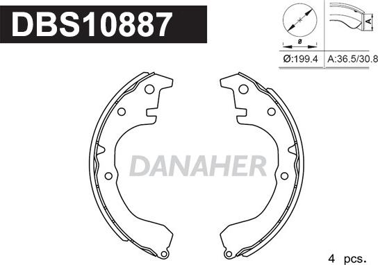 Danaher DBS10887 - Bremžu loku komplekts adetalas.lv