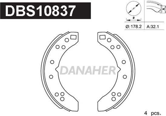 Danaher DBS10837 - Bremžu loku komplekts adetalas.lv